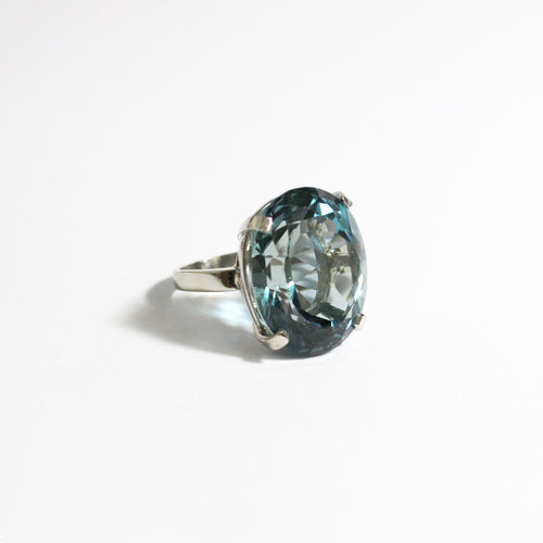 Platinum 50ct London Blue Topaz Cocktail Ring