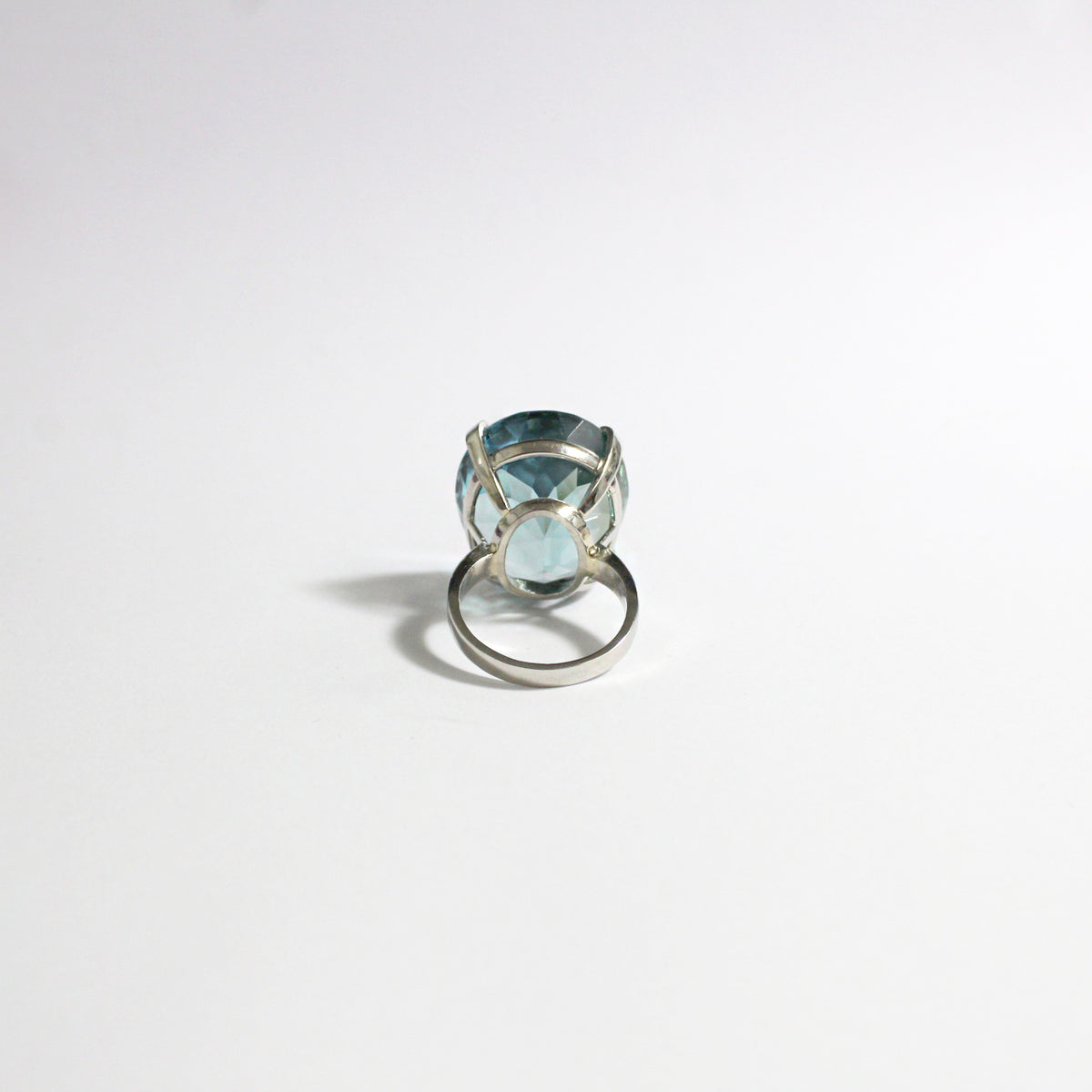 Platinum 5ct Oval Blue Zircon Cocktail Ring
