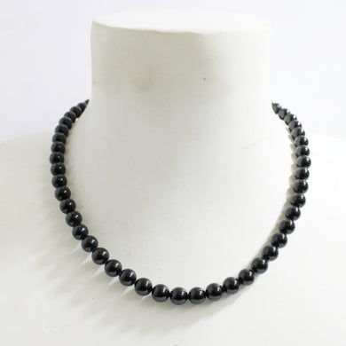 Vintage 9ct Yellow Gold Black Onyx Beaded Necklace