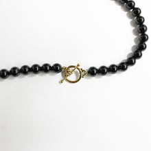 Vintage 9ct Yellow Gold Black Onyx Beaded Necklace