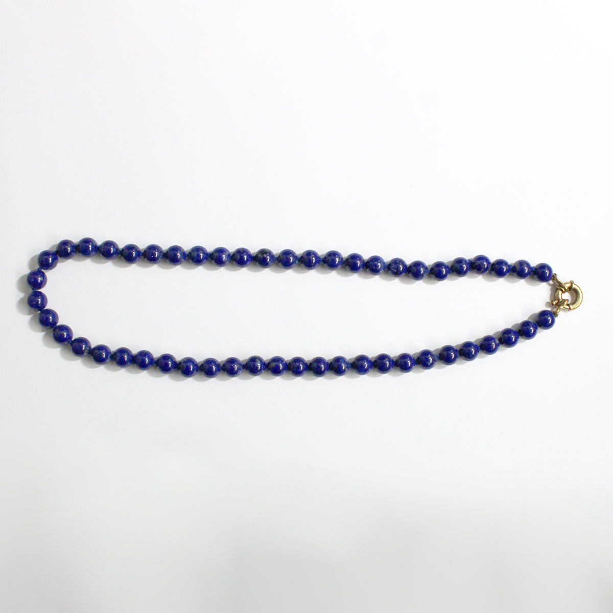 Vintage 18ct Yellow Gold Lapis Lazuli Beaded Necklace