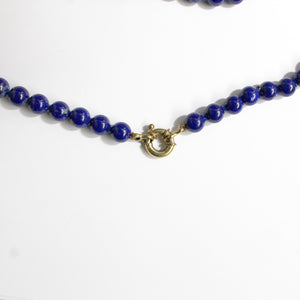 Vintage 18ct Yellow Gold Lapis Lazuli Beaded Necklace