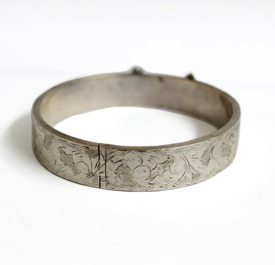 Sterling silver engraved bangle