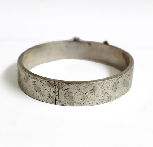 Sterling silver engraved bangle