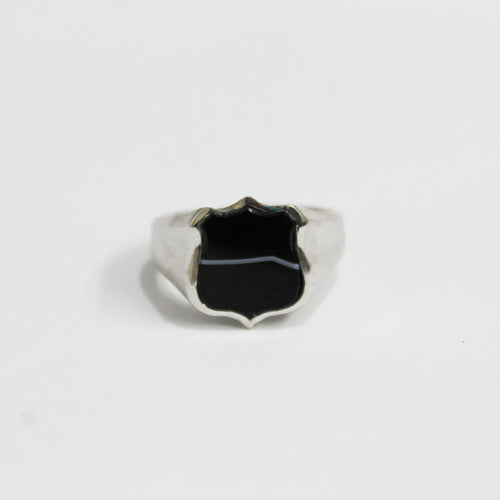 9ct White Gold Bloodstone Shield Signet Ring