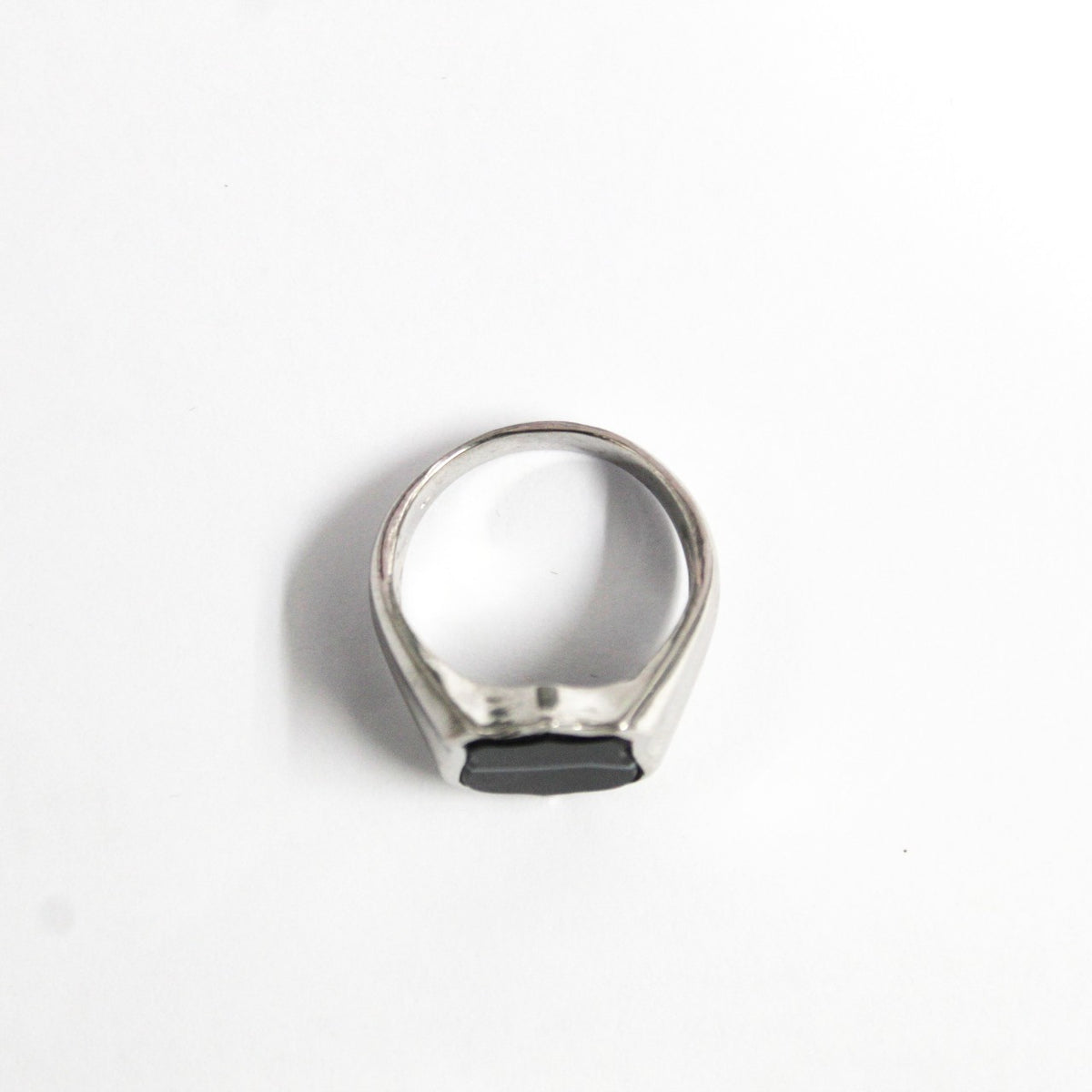 9ct White Gold Bloodstone Shield Signet Ring