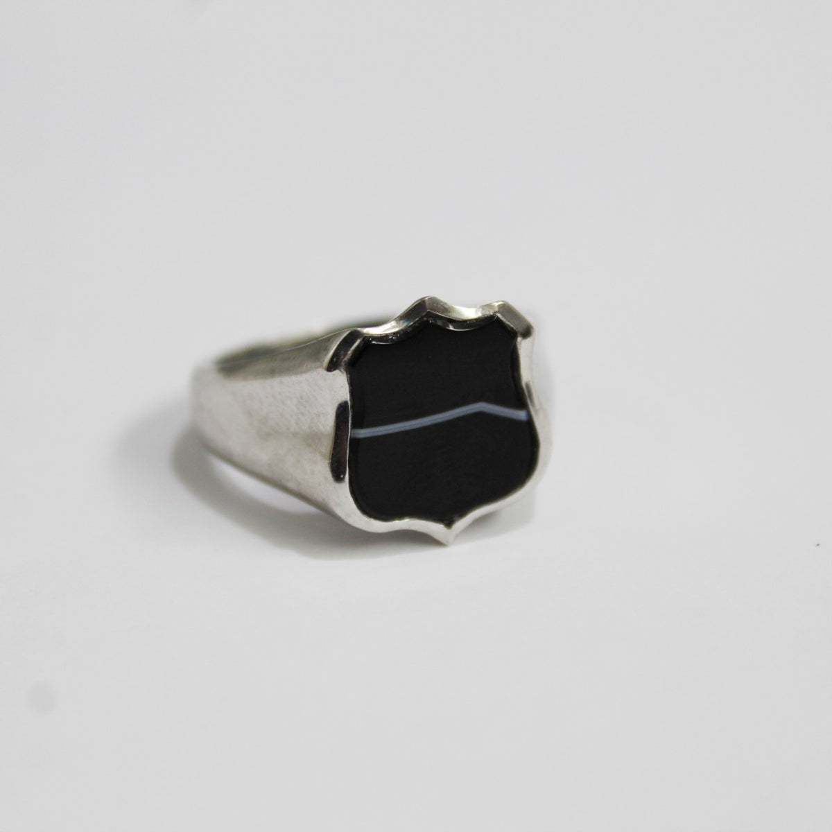 9ct White Gold Bloodstone Shield Signet Ring