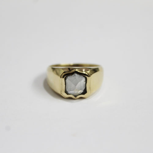 9ct Yellow Gold White Topaz Signet Ring