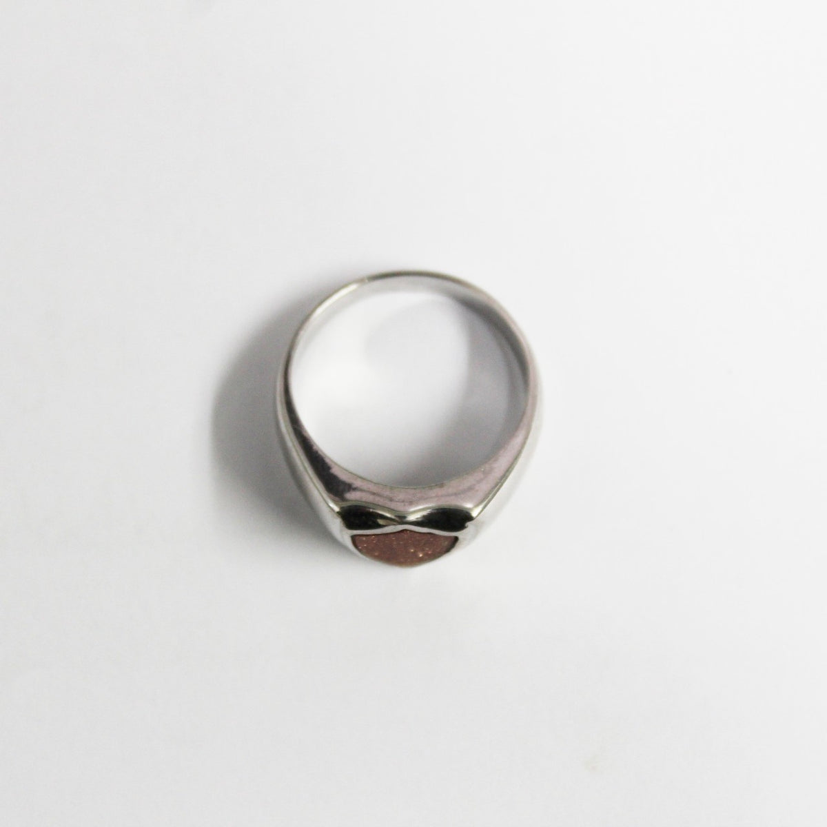 9ct White Gold Sun Stone Signet Ring