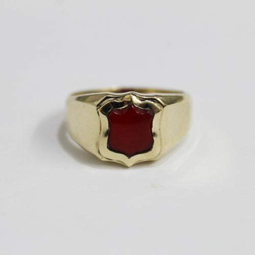 9ct Gold Carnelian Shield Signet Ring