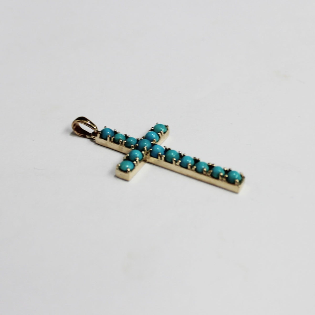 9ct Gold Turquoise Cross Pendant