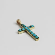 9ct Gold Turquoise Conch Shell Cross Pendant