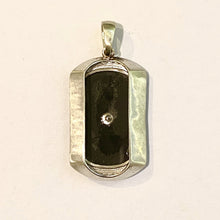 9ct White Gold Black Onyx and Diamond Rectangular Pendant
