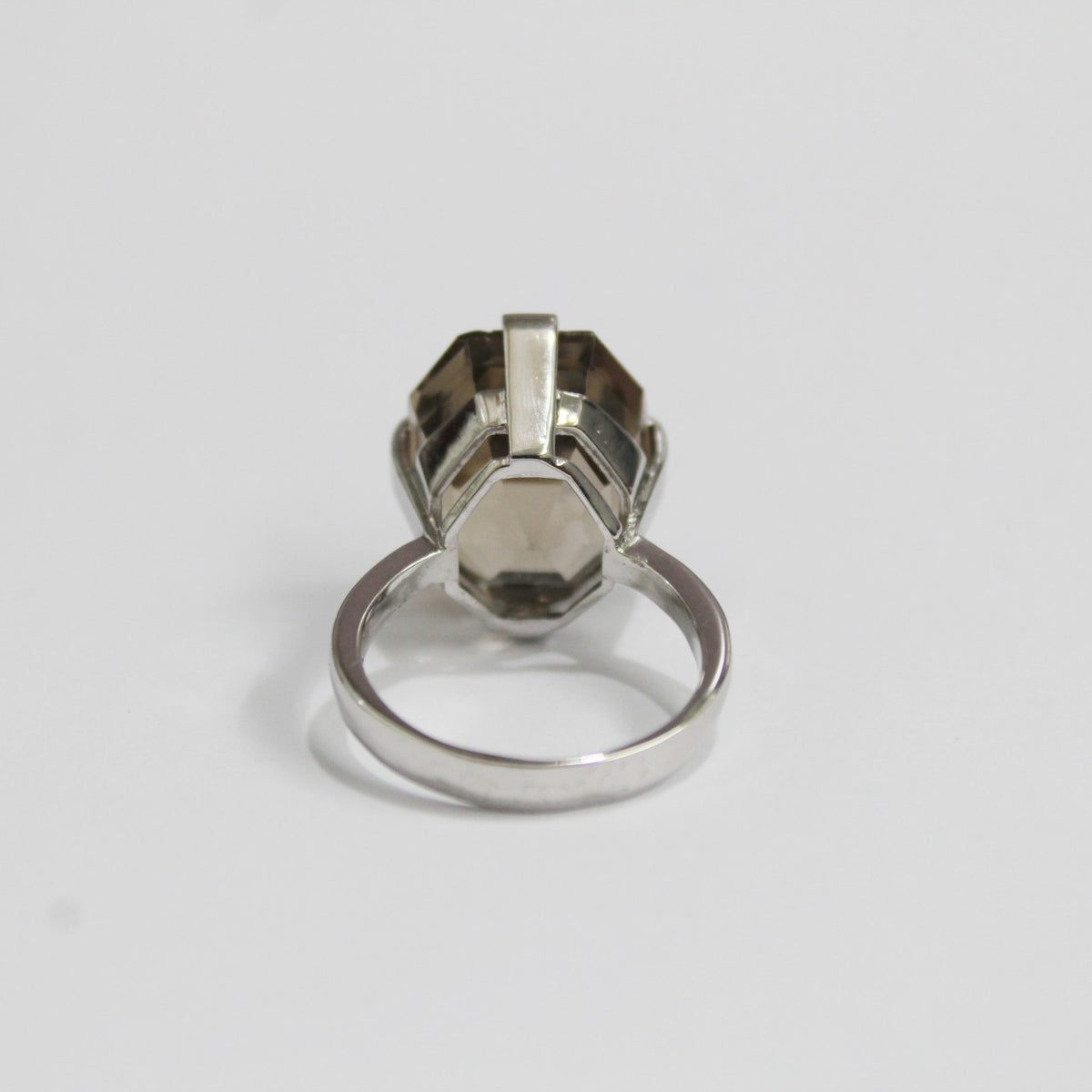 9ct White Gold Smokey Quatz Cocktail Ring