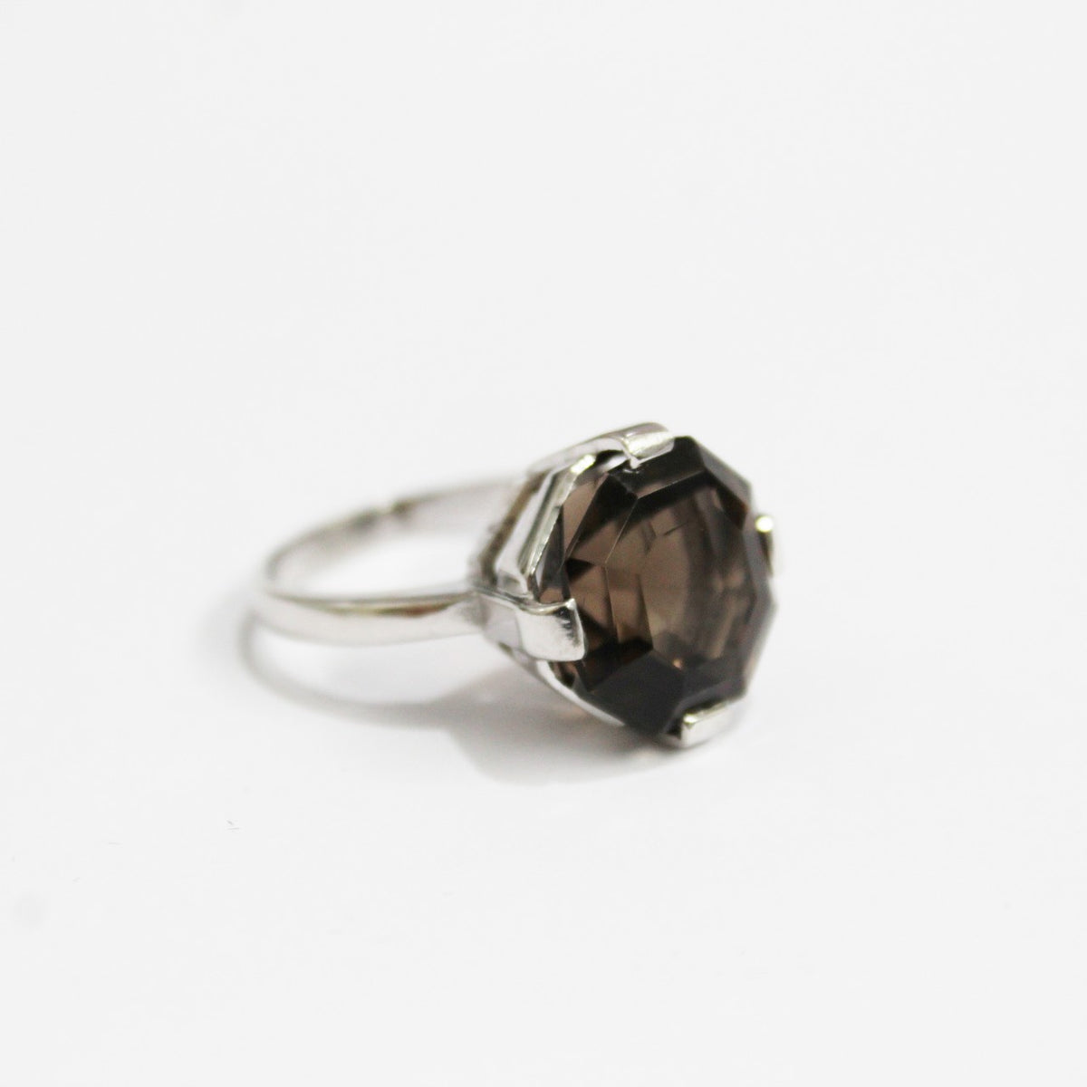 9ct White Gold Smokey Quartz Cocktail Ring
