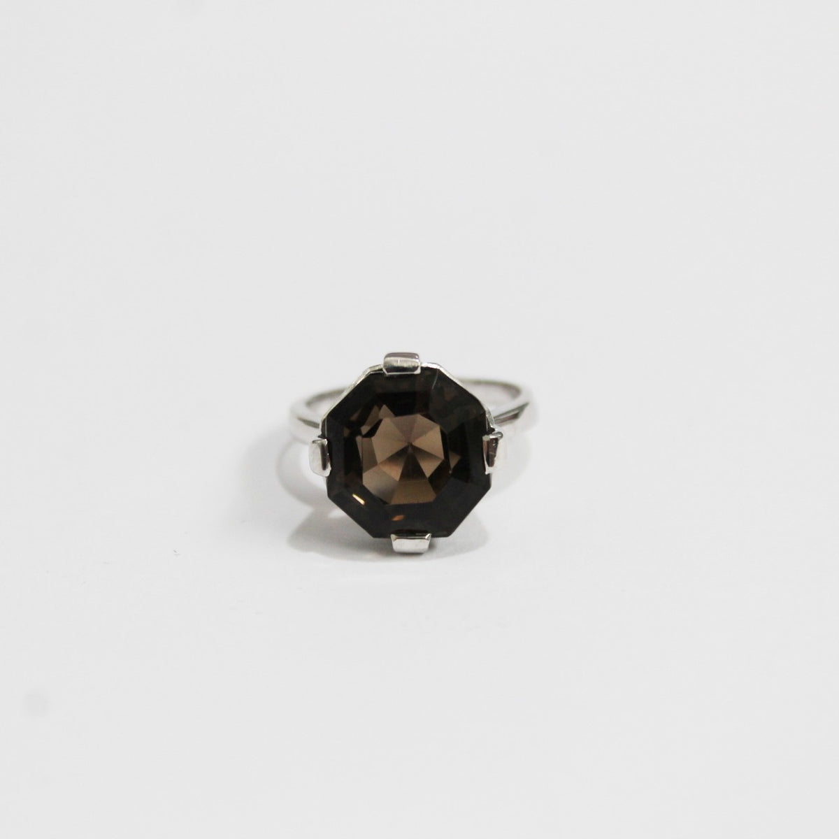 9ct White Gold Smokey Quartz Cocktail Ring