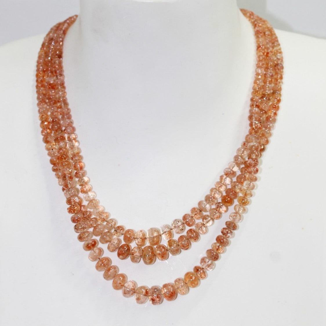 Sterling Silver Graduated Sunstone Multi-Strand Necklace