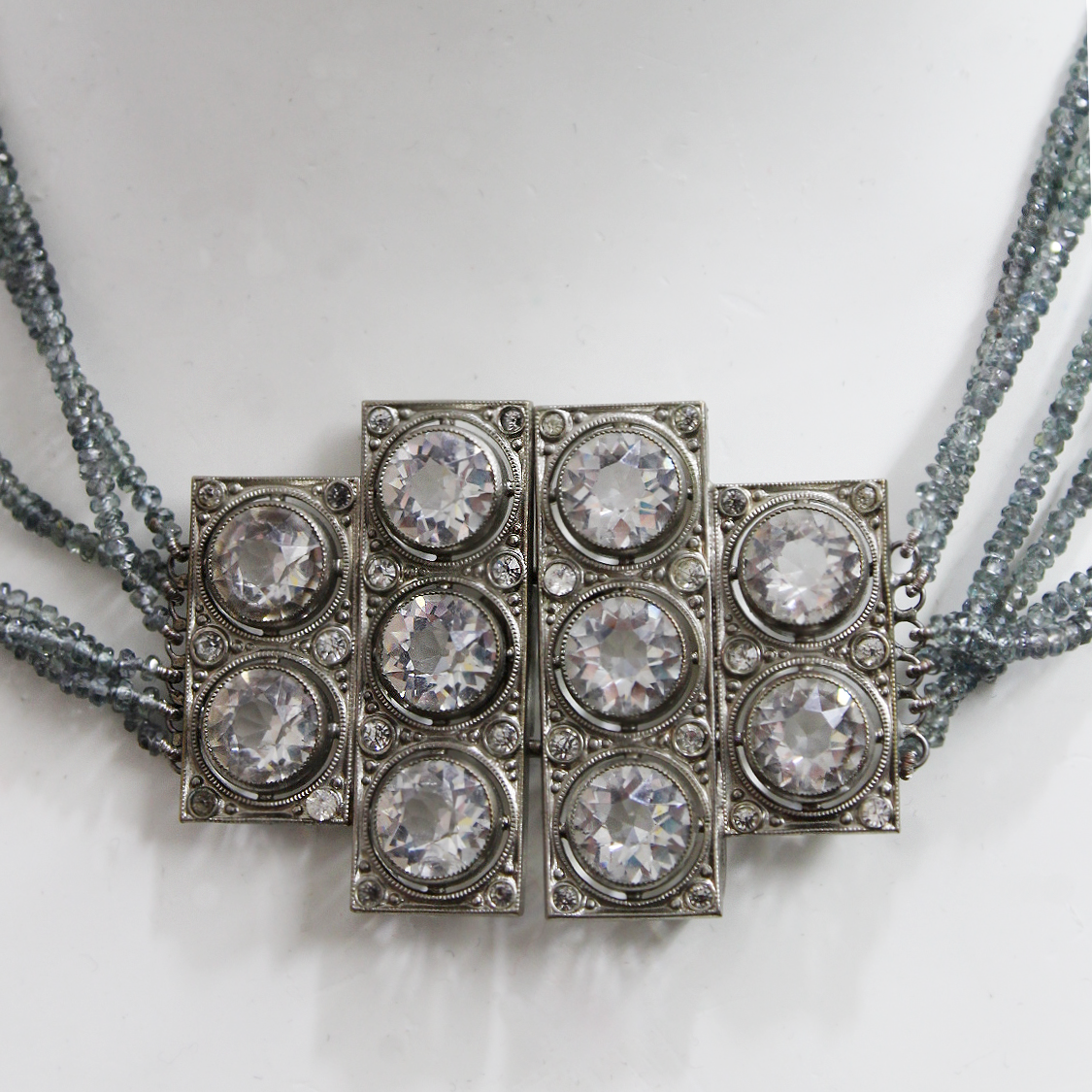 Vintage Rock Crystal and Green Sapphire Multi-Strand Necklace