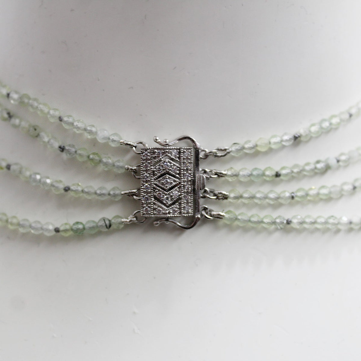 Faceted Green Garnet  Multistrand Necklace