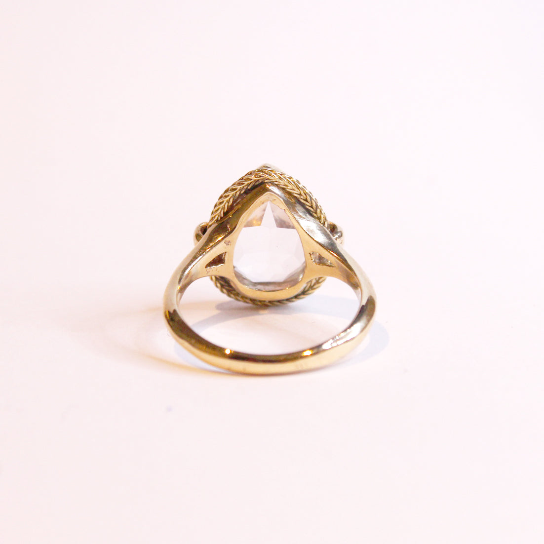 9ct Yellow Gold Pear Cut White Topaz Ring