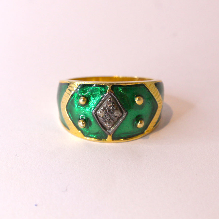 Green sales enamel ring