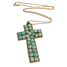 Vintage Sterling Silver Turquoise Cross