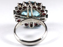 Sterling Silver Swiss Blue Topaz and Garnet Cocktail Ring