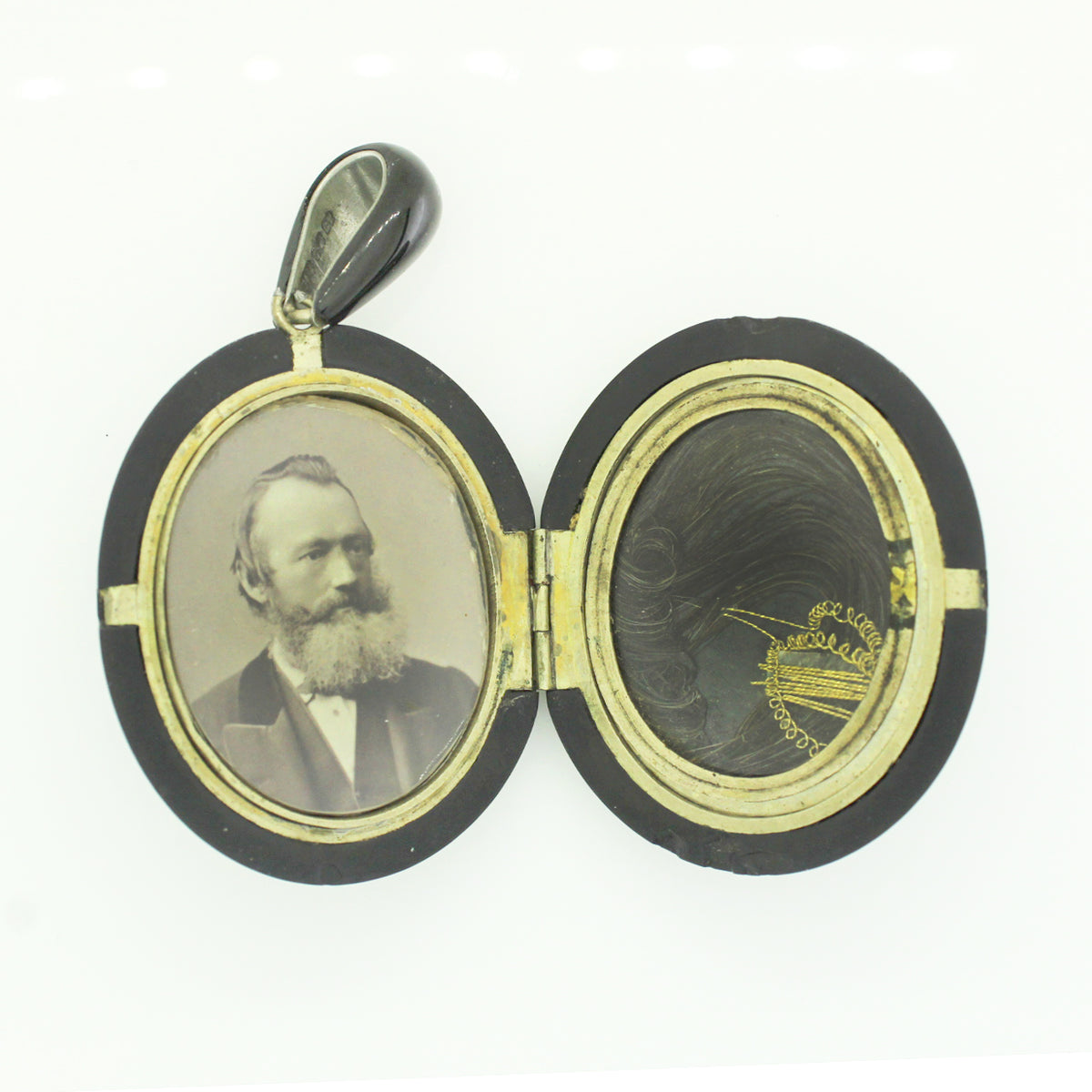 Antique Sterling Silver Enamel Mouring Locket