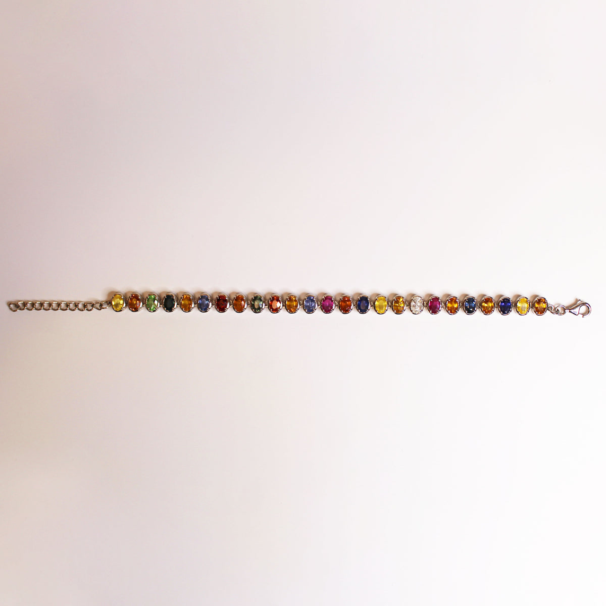 Sterling Silver Multi-Colored Sapphire Bracelet