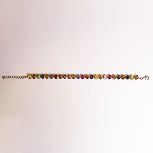 Sterling Silver Multi-Colored Sapphire Bracelet