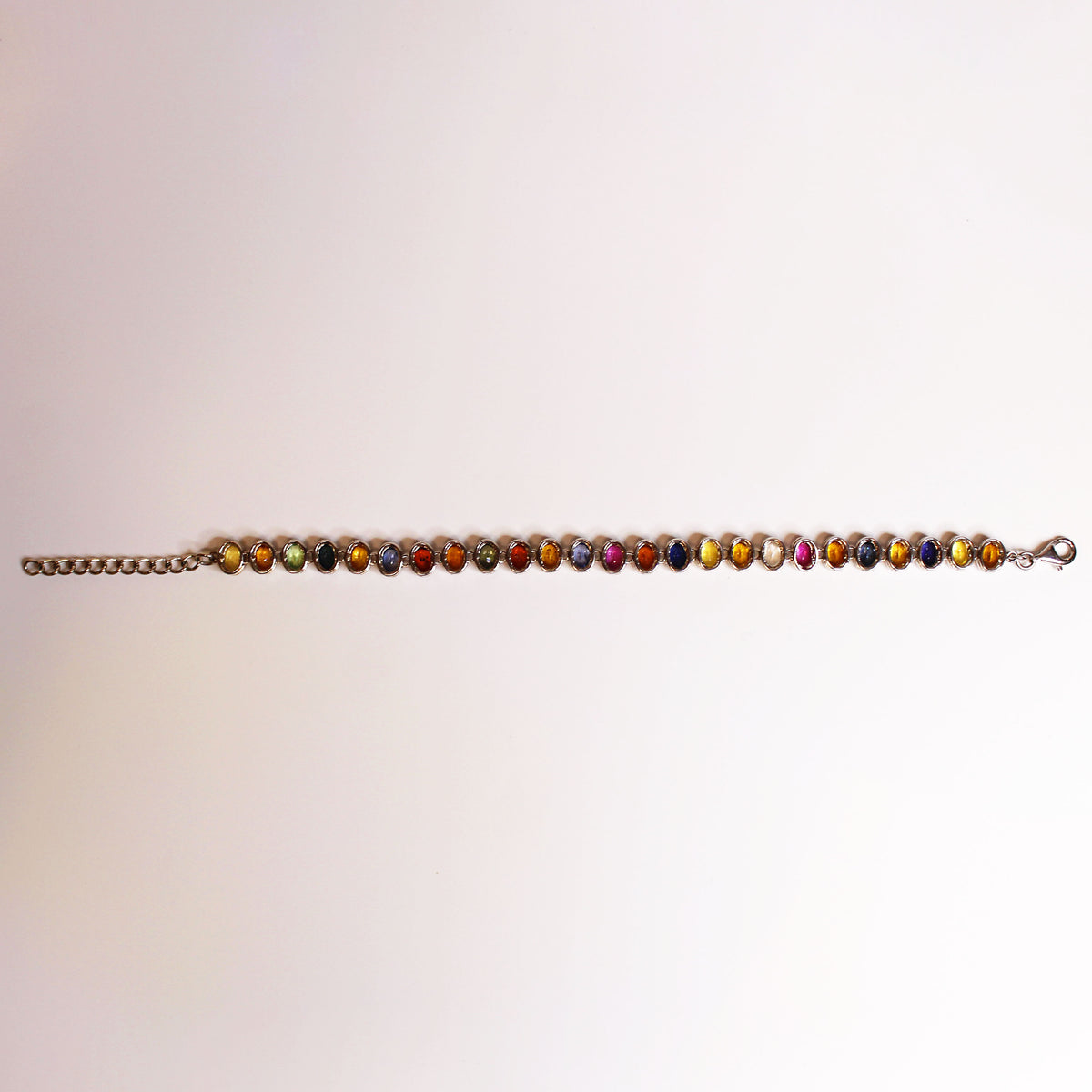 Sterling Silver Multi-Colored Sapphire Bracelet