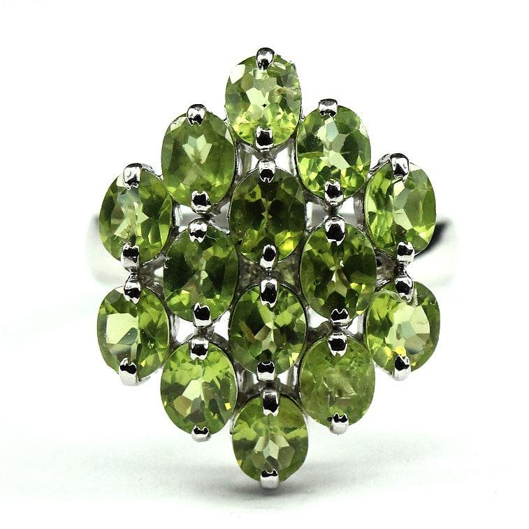 Sterling Silver Peridot Cluster Cocktail Ring