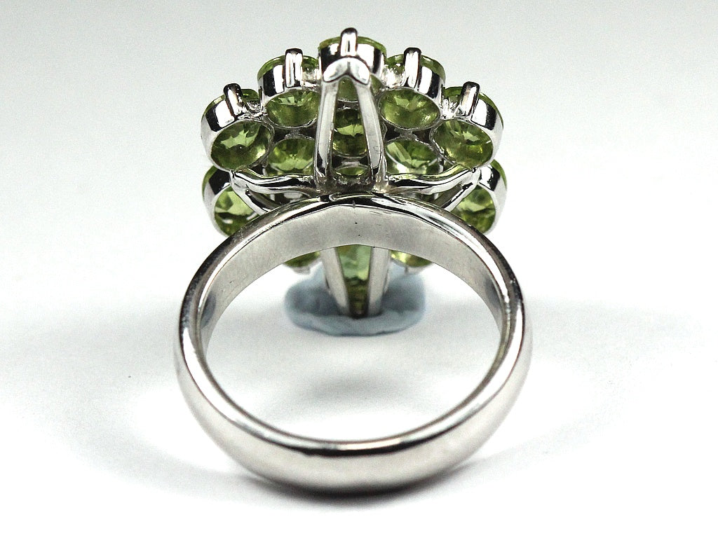 Sterling Silver Peridot Cluster Cocktail Ring