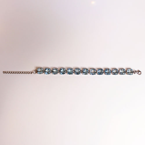 Sterling Silver Round Cut Swiss Blue Topaz Bracelet