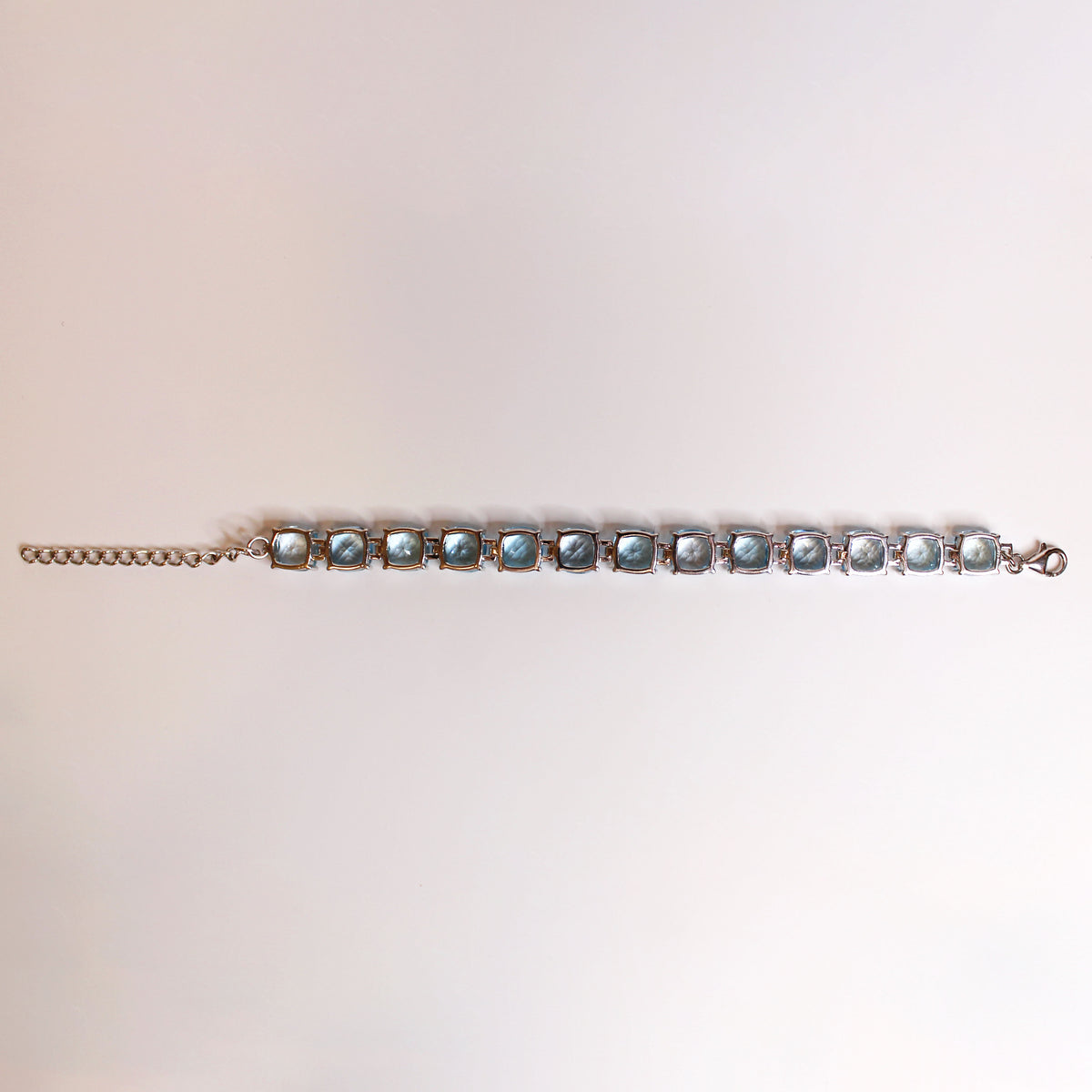 Sterling Silver Round Cut Swiss Blue Topaz Bracelet
