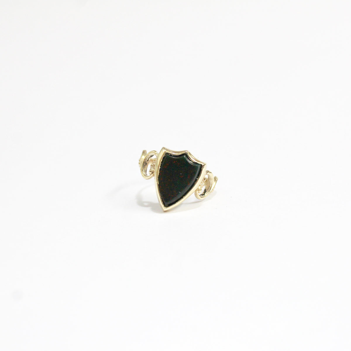 9ct Yellow Gold Bloodstone V Shield Signet Ring