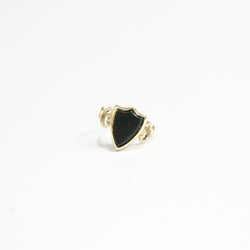 9ct Yellow Gold Bloodstone V Shield Signet Ring
