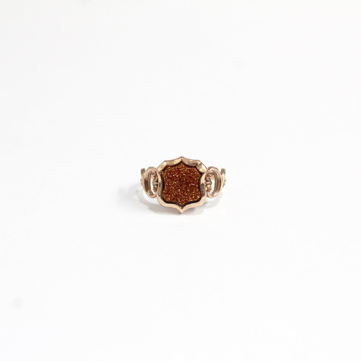 9ct Rose Gold Sunstone Shield Signet Ring