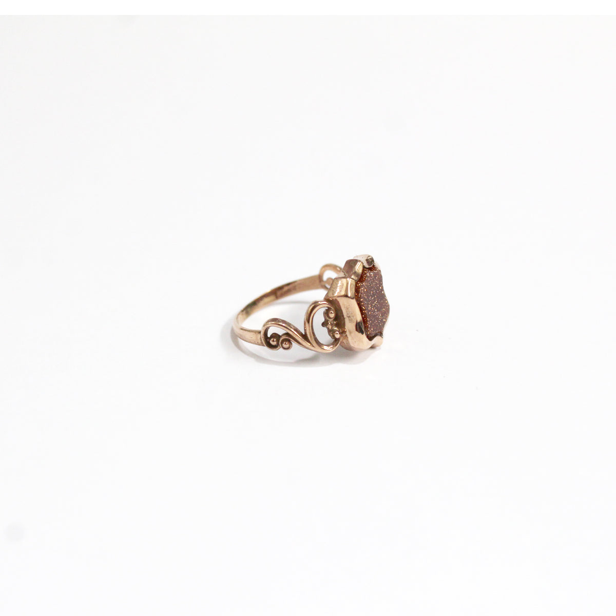 9ct Rose Gold Sunstone Shield Signet Ring