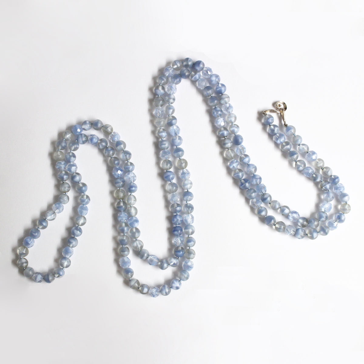 Vintage Faceted Lilac Glass Beaded Opera Length Necklace