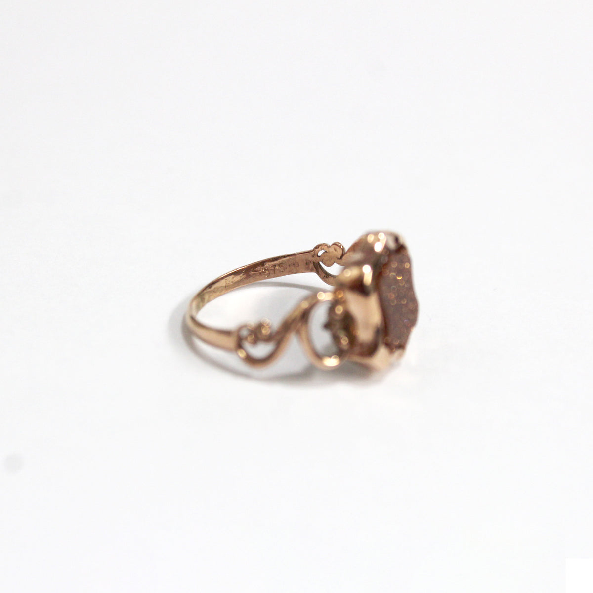 9ct Rose Gold Sunstone Shield Signet Ring