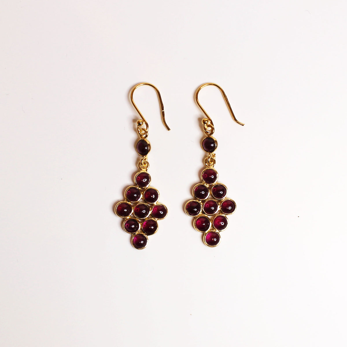 Garnet Hook Drop Earrings
