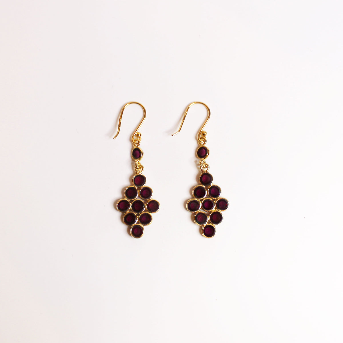 Garnet Hook Drop Earrings