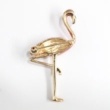 Gold Plate Pink Enamel Flamingo Brooch