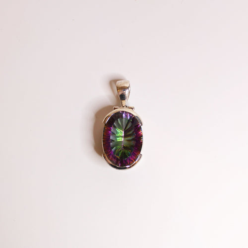 Sterling Silver Oval Cut Mystic Topaz Pendant