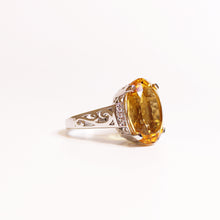 Sterling Silver Oval Cut Citrine and Cubic Zirconia Dress Ring