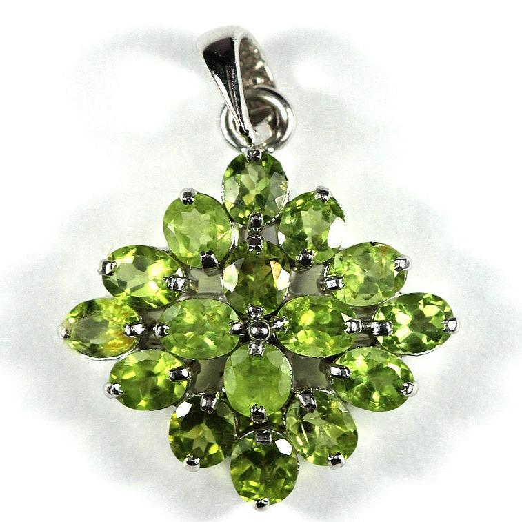 Sterling Silver Lavish Cluster Peridot Pendant