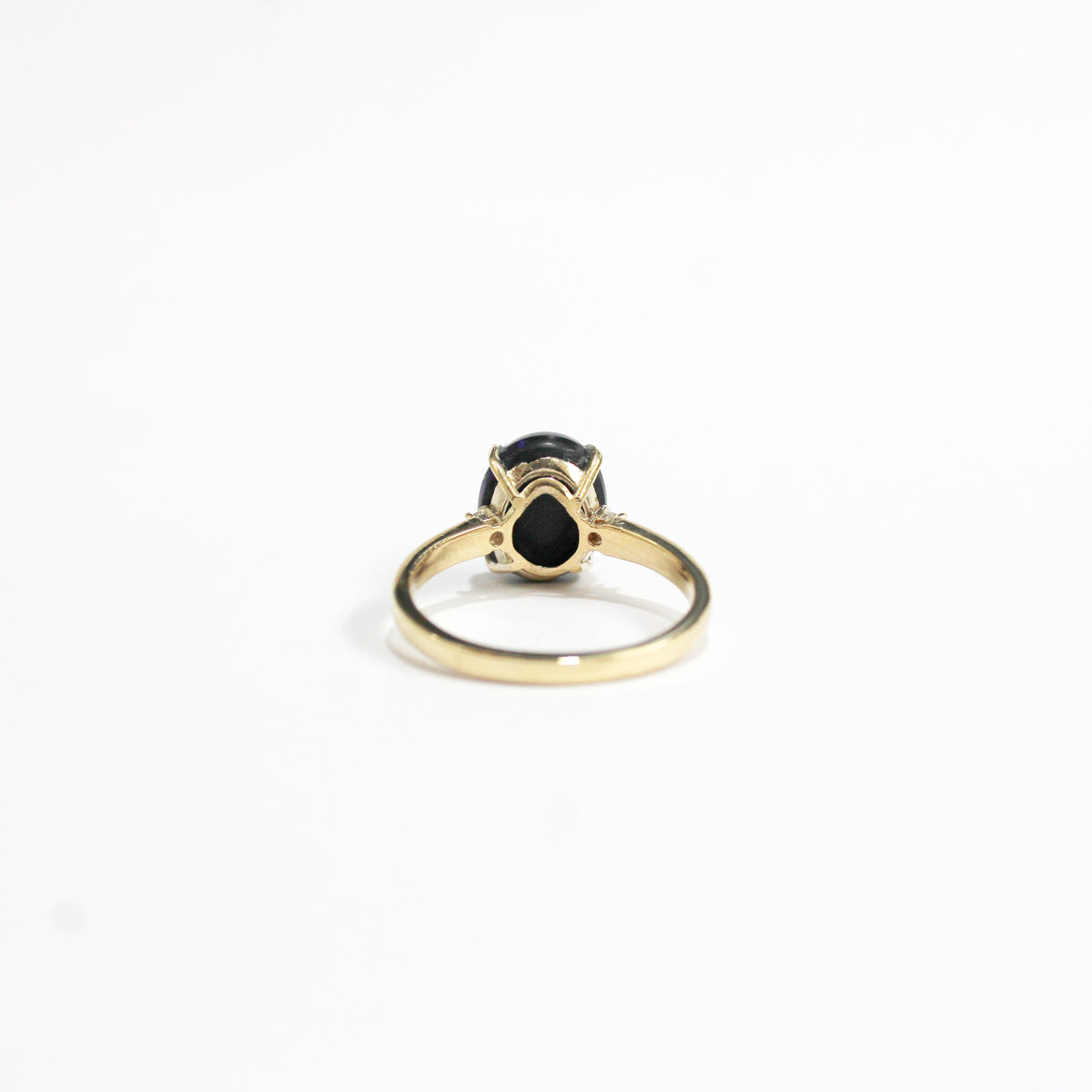 9ct Yellow Gold Solid Opal and Diamond Ring