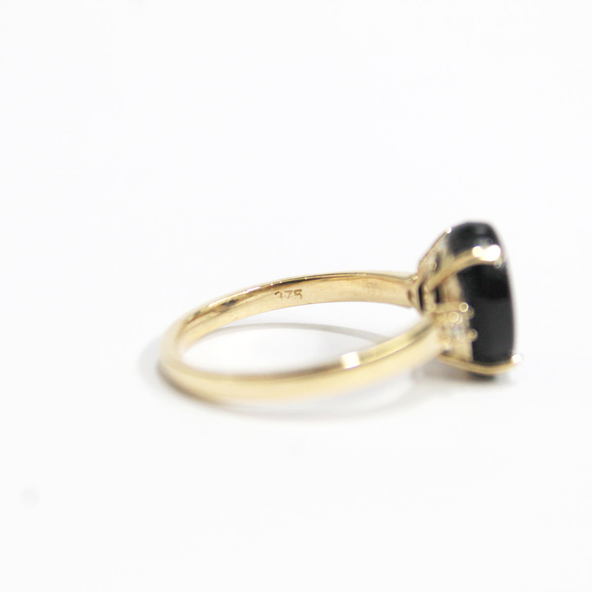 9ct Yellow Gold Solid Opal and Diamond Ring