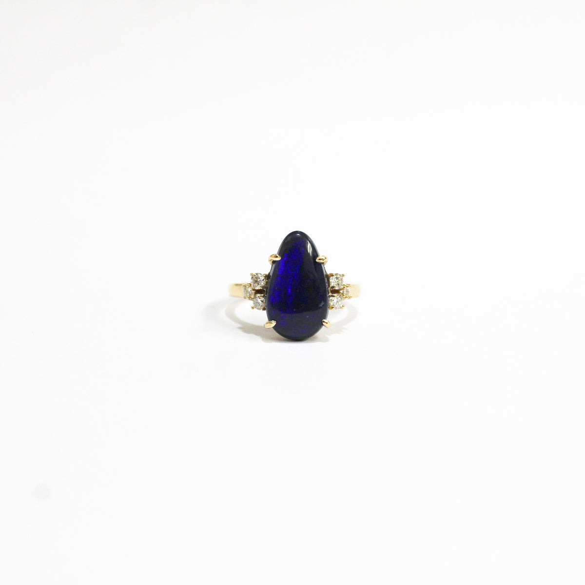 9ct Yellow Gold 2.85ct Solid Opal and Diamond Ring